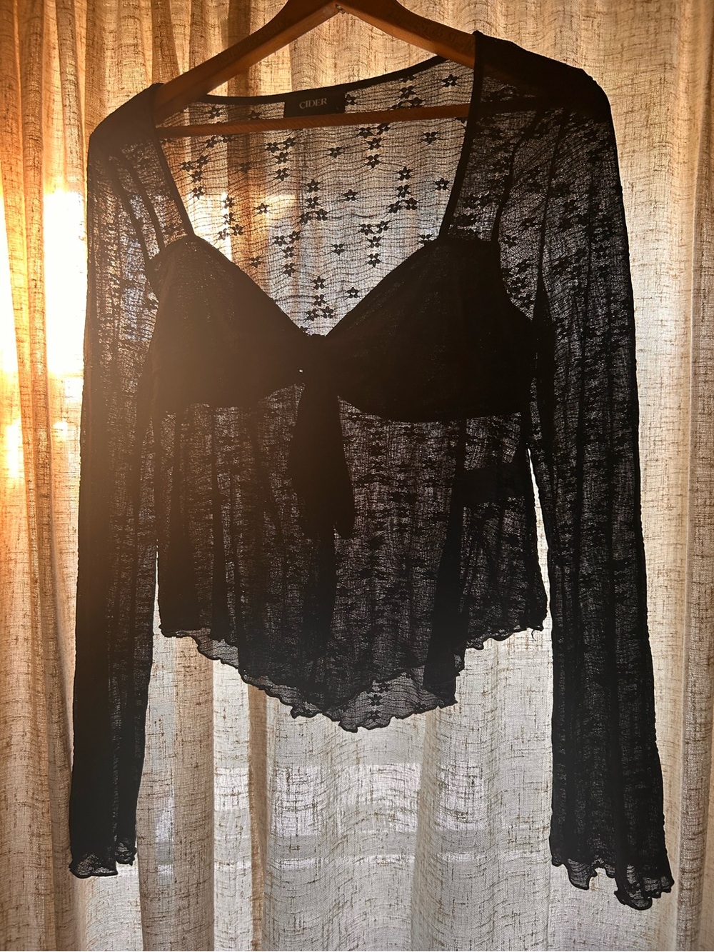 Long sleeve sheer top L